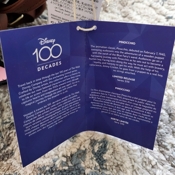 Disney 100 Decades Pinocchio Limited Release Loungefly Backpack Donkey Ears NWT - Picture 9 of 10